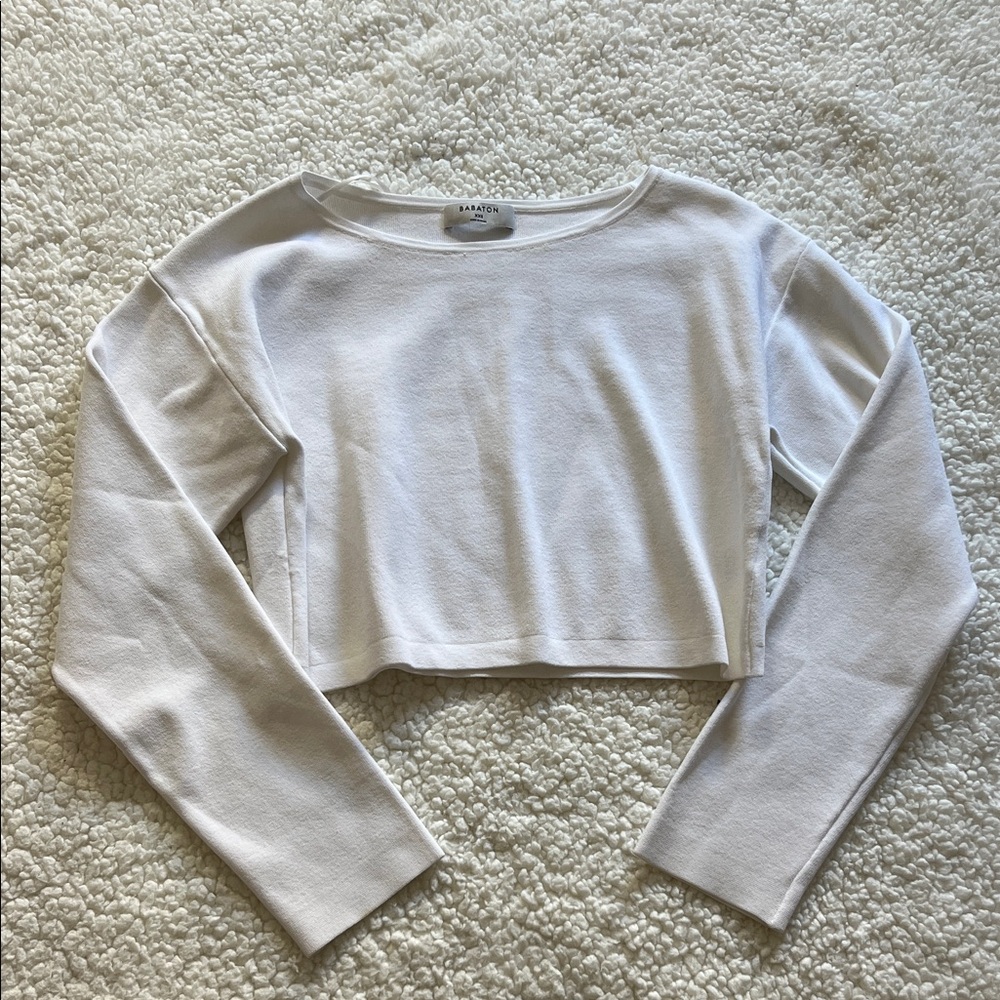 EUC Babaton White Long Sleeve Crop Top
